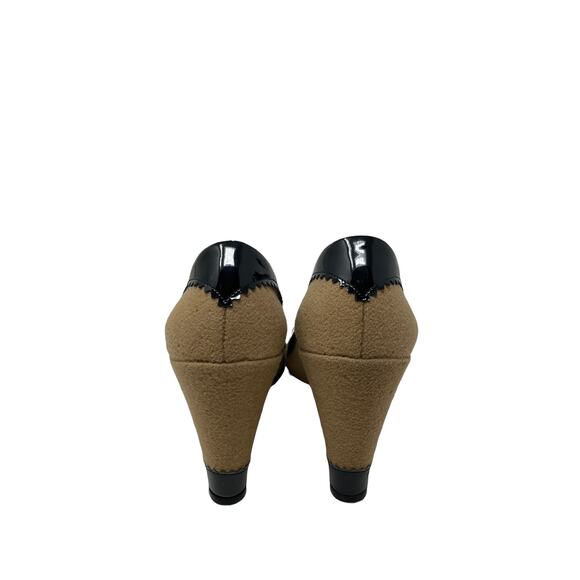 Marc by Marc Jacobs Pumps Womens 39 9 Heels Brown Black Slip On Suede Bow - Picture 4 of 9